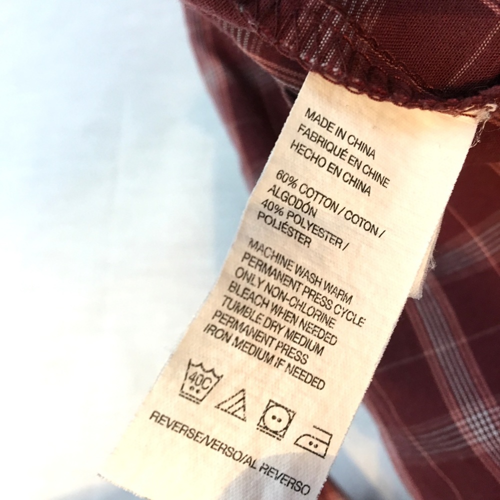 Men's Red Van Heusen Plaid Button Down Shirt - Picture 5 of 7